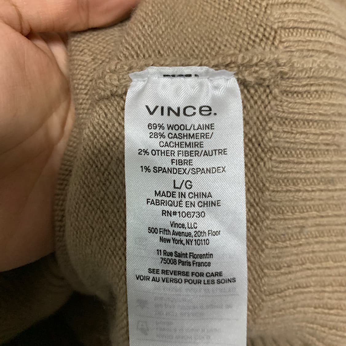 VINCE 빈스 여성 울 캐시미어 니트 L 상품이미지3