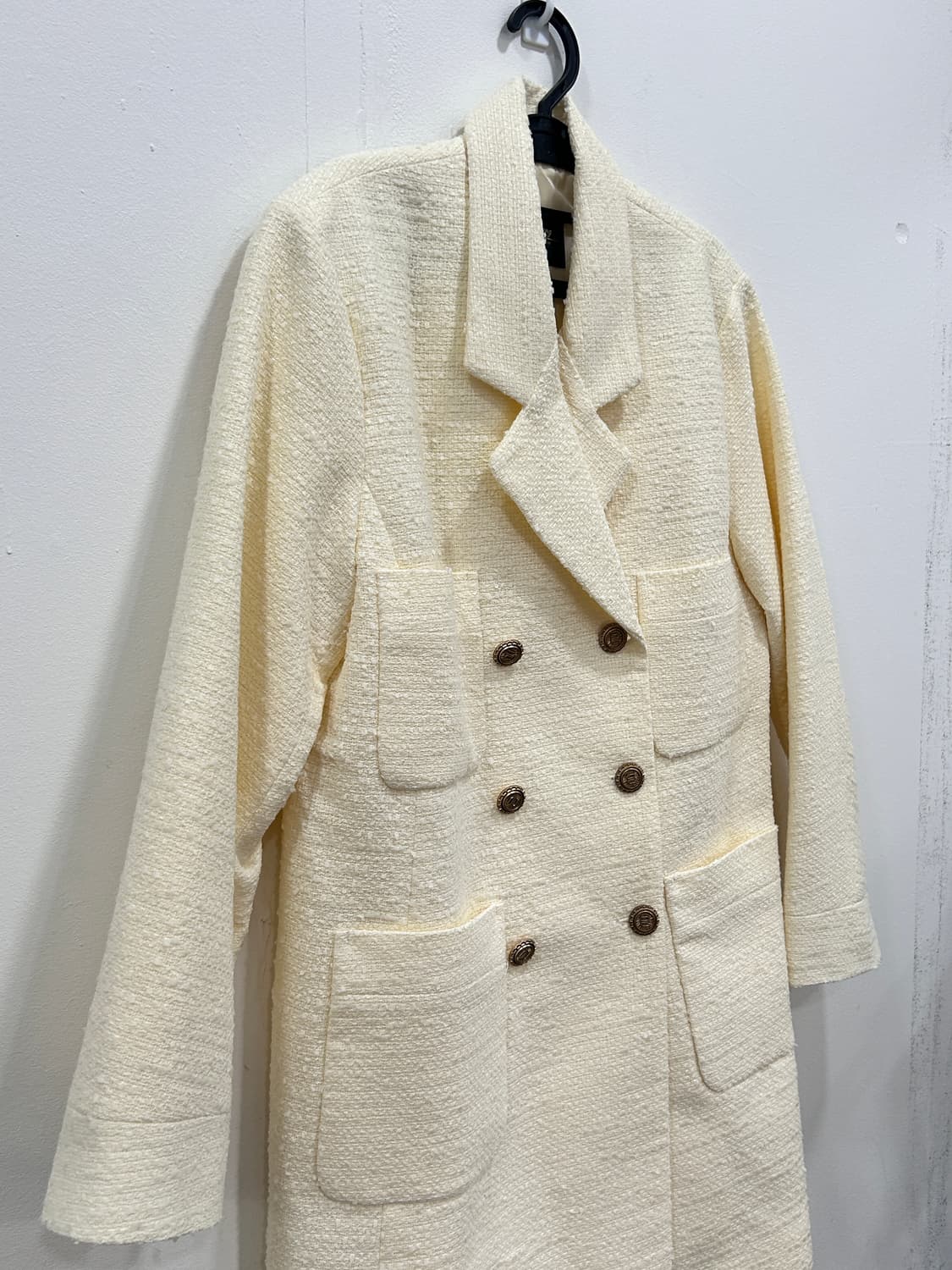 르꼬르망 아이보리 트위드 더블 버튼 자켓 코트 F 상품이미지3