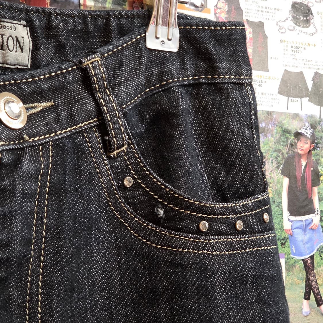 빈티지 큐빅 포인트 흑청 부츠컷 팬츠 상품이미지6