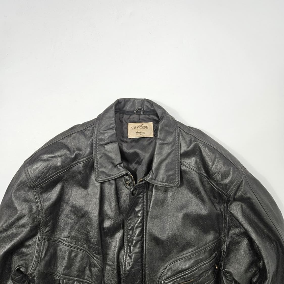 SALVATORE 리얼레더 봄버 자켓 L  상품이미지3
