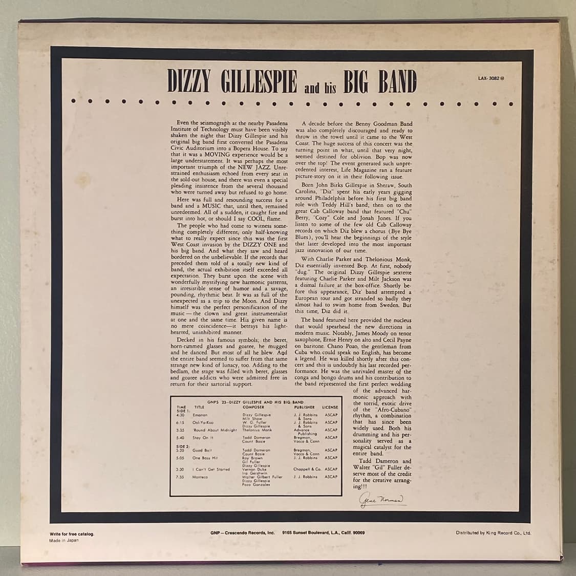 (LP-재즈) Dizzy Gillespie Big Band 상품이미지2