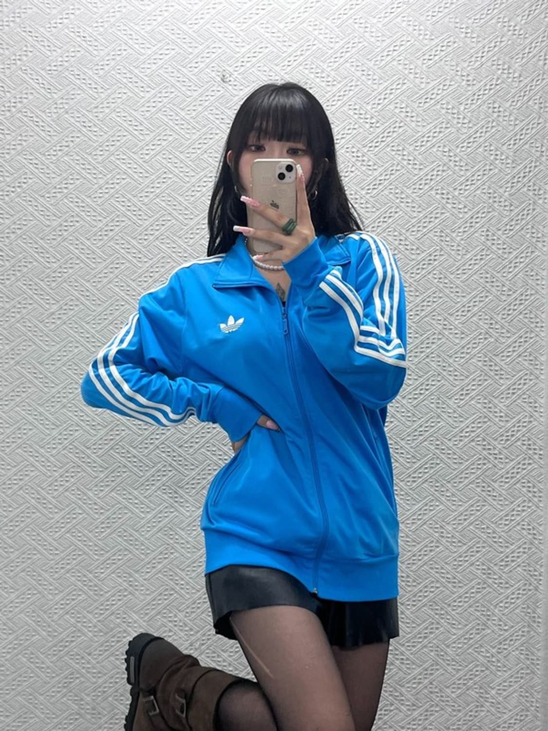 아디다스 빈티지 파이어버드 레트로 스카이블루 져지 집업 XL C12541 상품이미지1