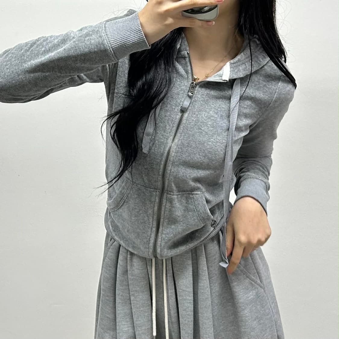 홀리스터 y2k 여리핏 벨루어 벨벳 후드집업 희귀져지(S) 상품이미지1