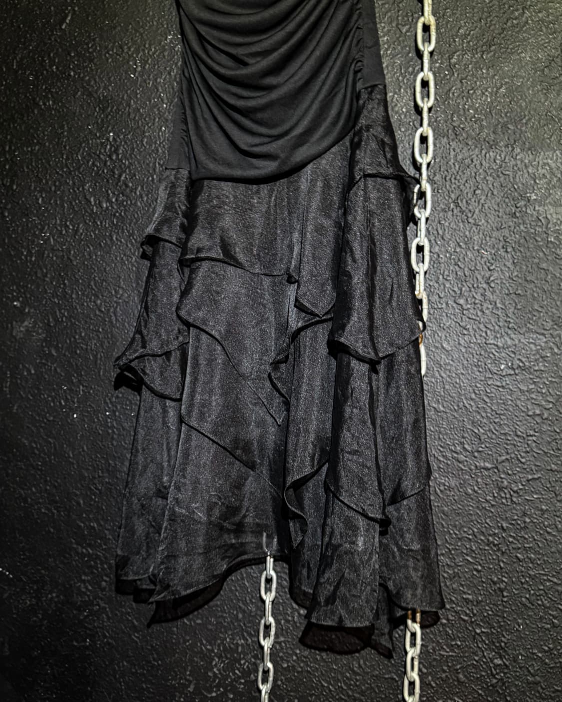 Black Layered Sheer Draping Dress 상품이미지6