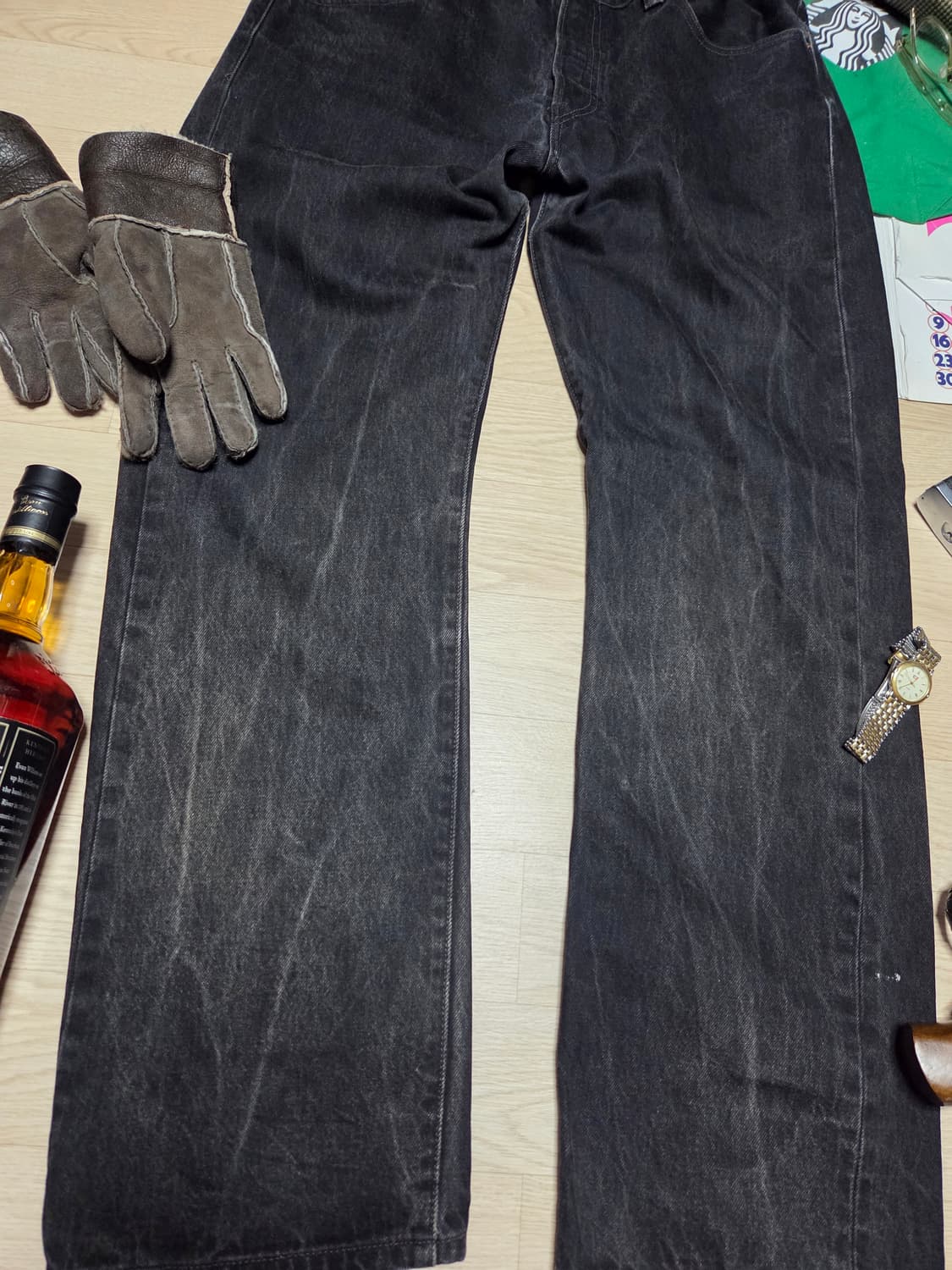 LEVIS 501 빈티지크랙 워싱 흑청 플레임 상품이미지3