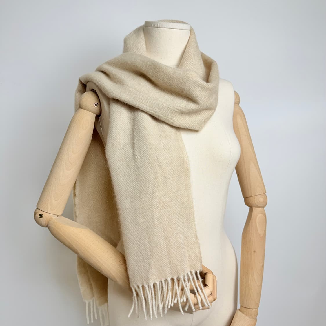 [캐시미어 100%] 오트밀 헤링본 목도리 머플러 숄 상품이미지1