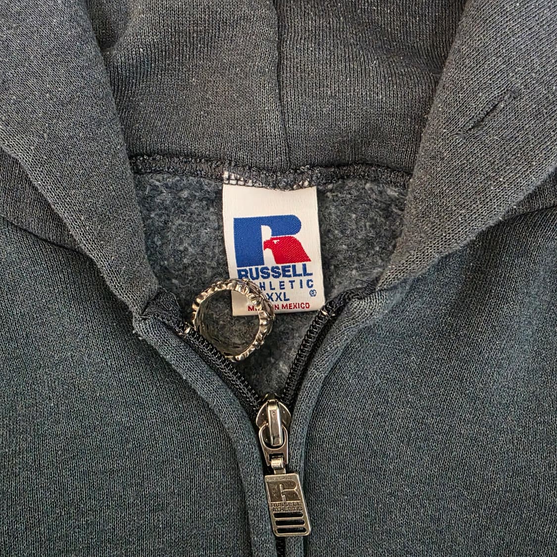 [XXL] 90s 빈티지 러셀 애슬레틱 후드집업 투톤 블루 그레이 상품이미지5