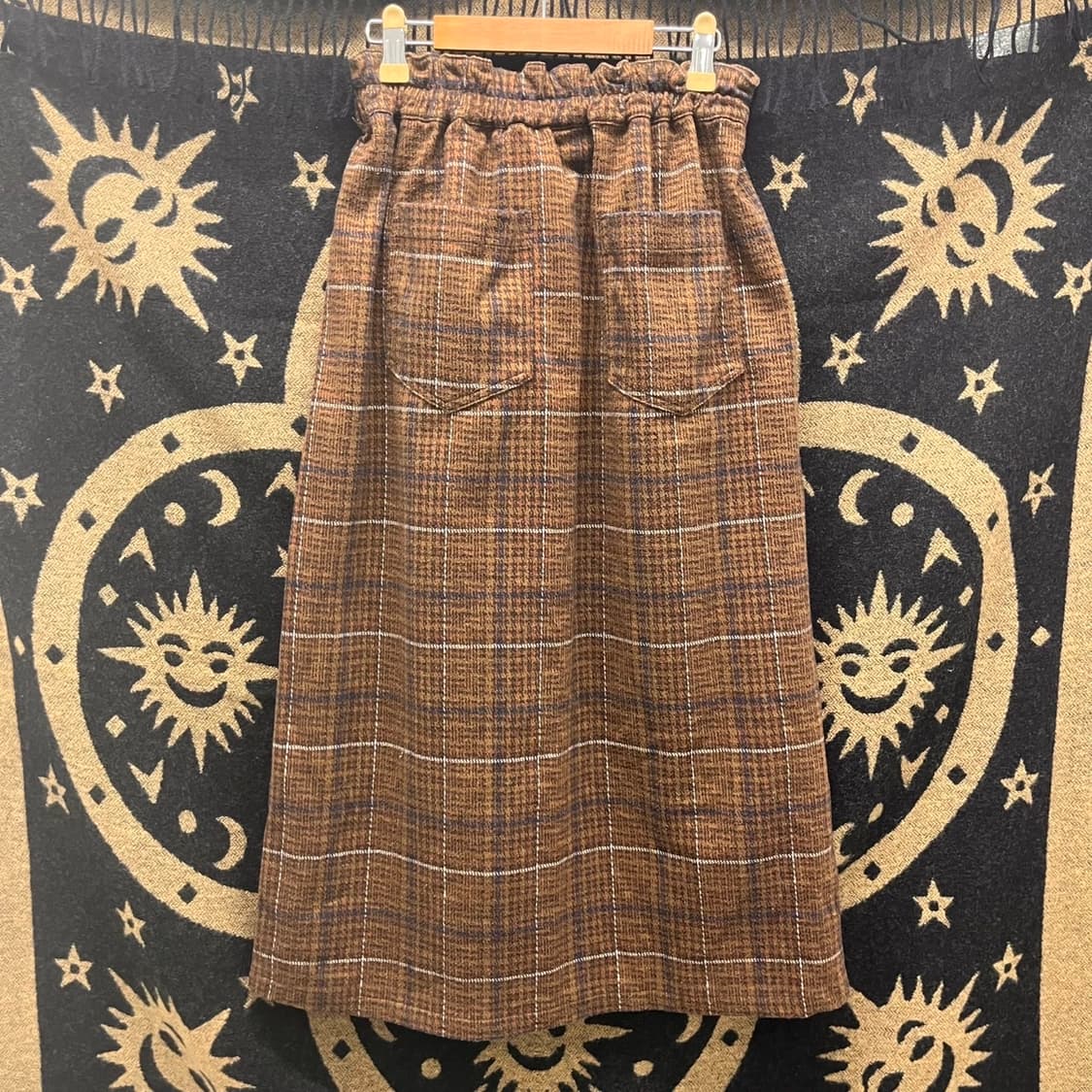 빈티지 러블리 플레어 밴딩 포켓 체크 롱스커트 K0027 상품이미지4