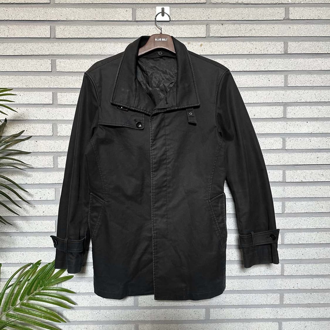 JPN VINTAGE 하프 필드 자켓 하이넥 버클 히든 버튼 디테일 블랙 상품이미지1