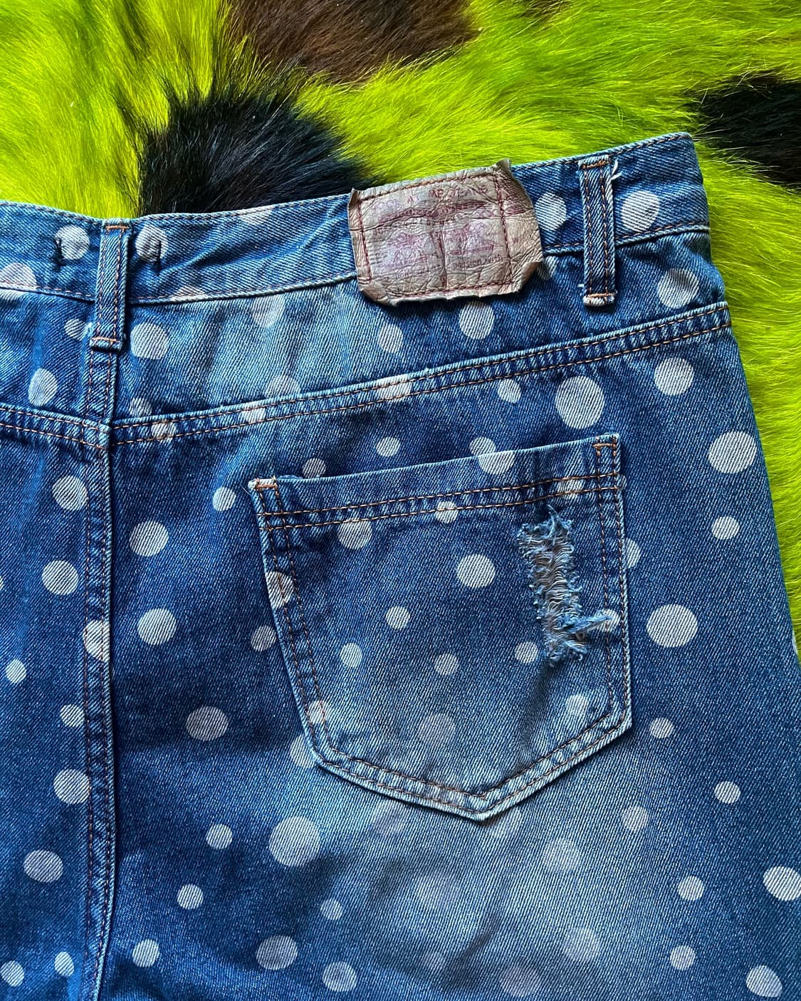 JPN Vintage Dot Pattern Wide Denim Pants 상품이미지9