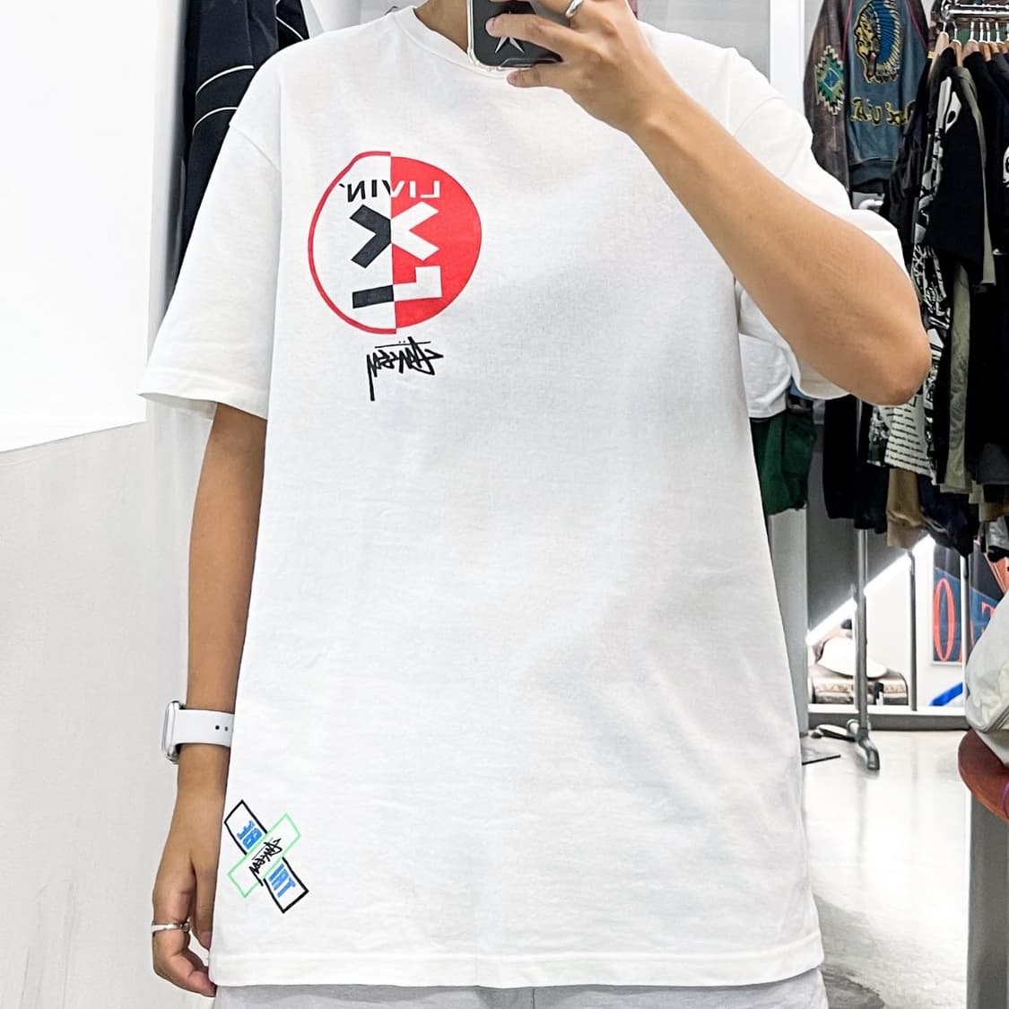 스투시 빅 스탁 로고 노 렛지 파워 화이트 티셔츠 상품이미지2