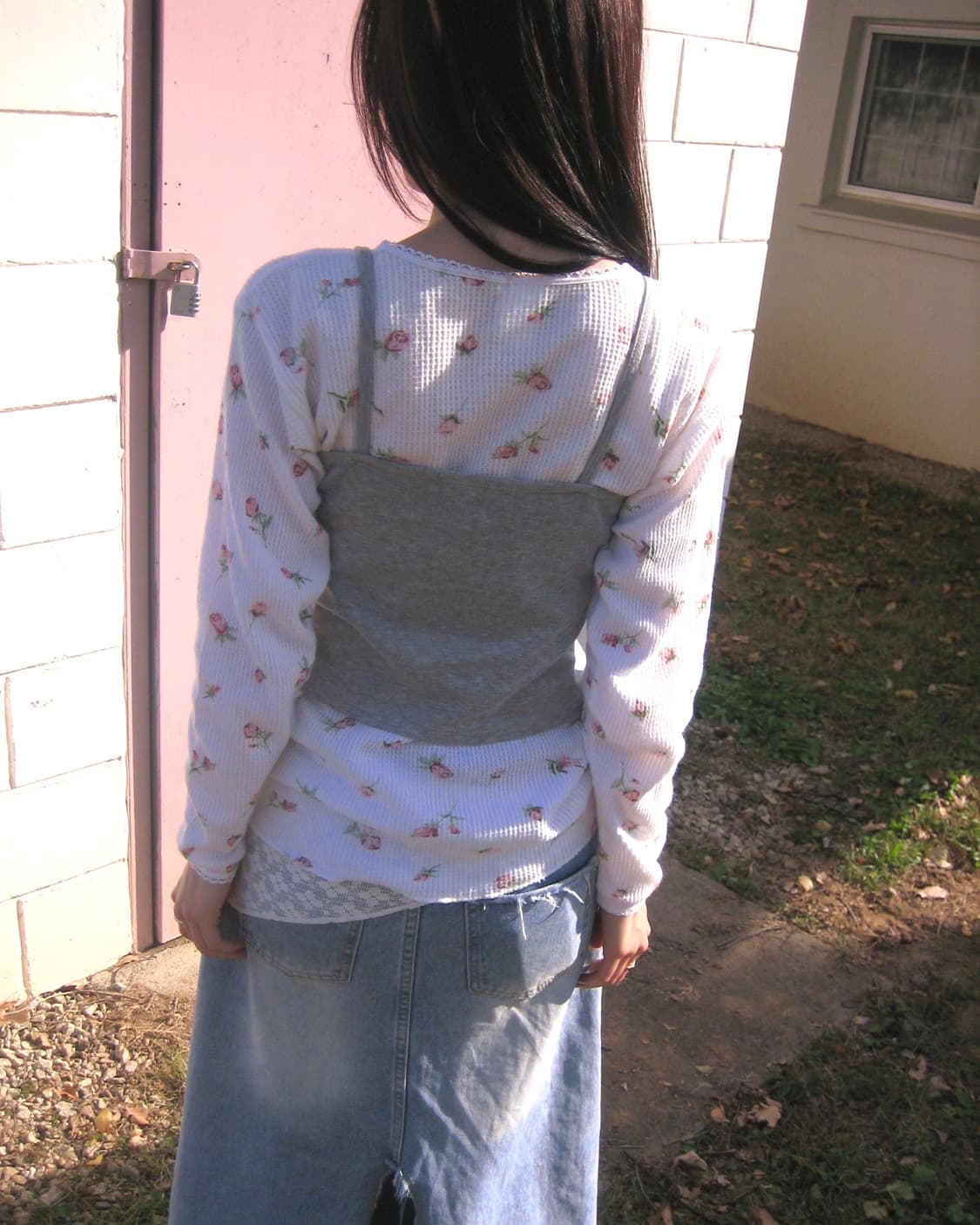 [Hanes] floral waffle Long Sleeve 상품이미지3