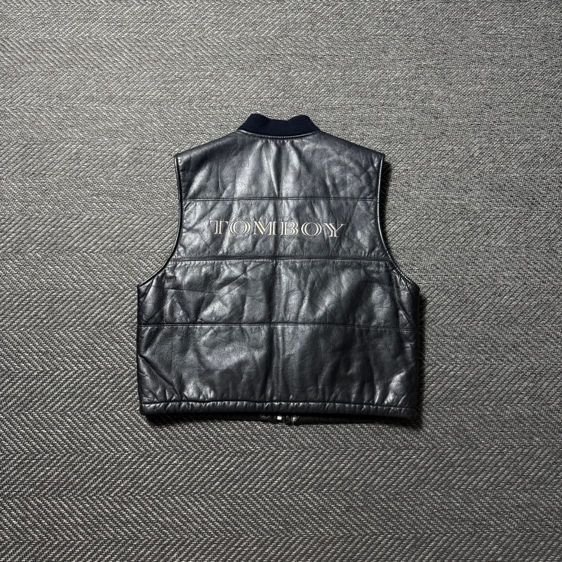 90s TOMBOY 톰보이 스펠아웃 가죽 조끼 자켓 상품이미지1