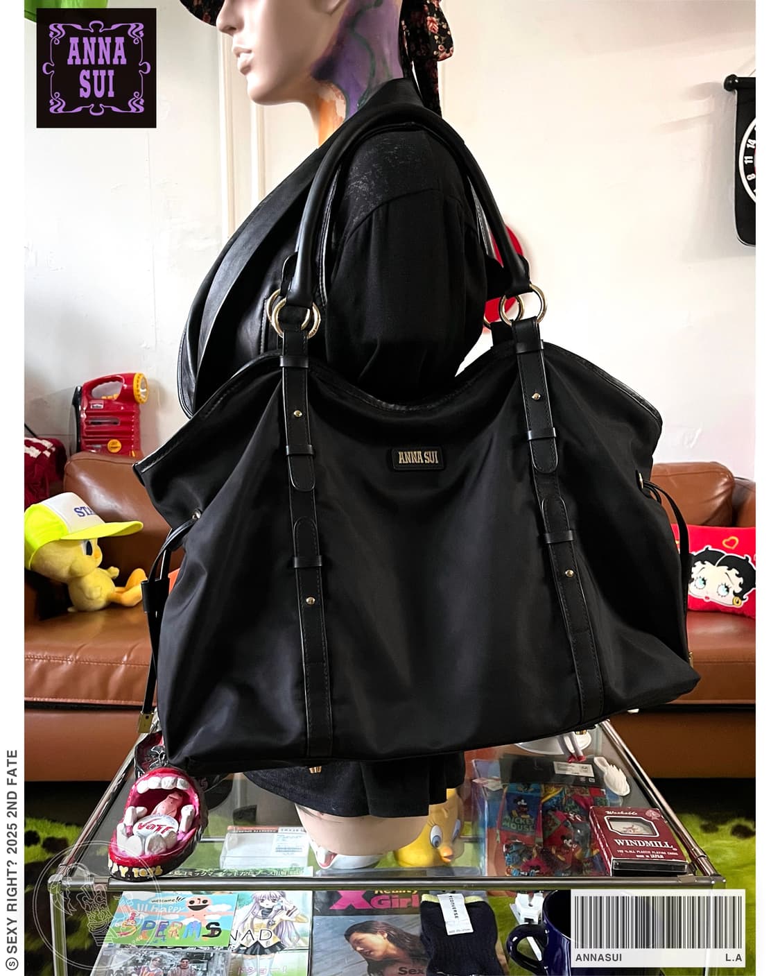 ANNA SUI Black String Big Shoulder Bag 상품이미지1