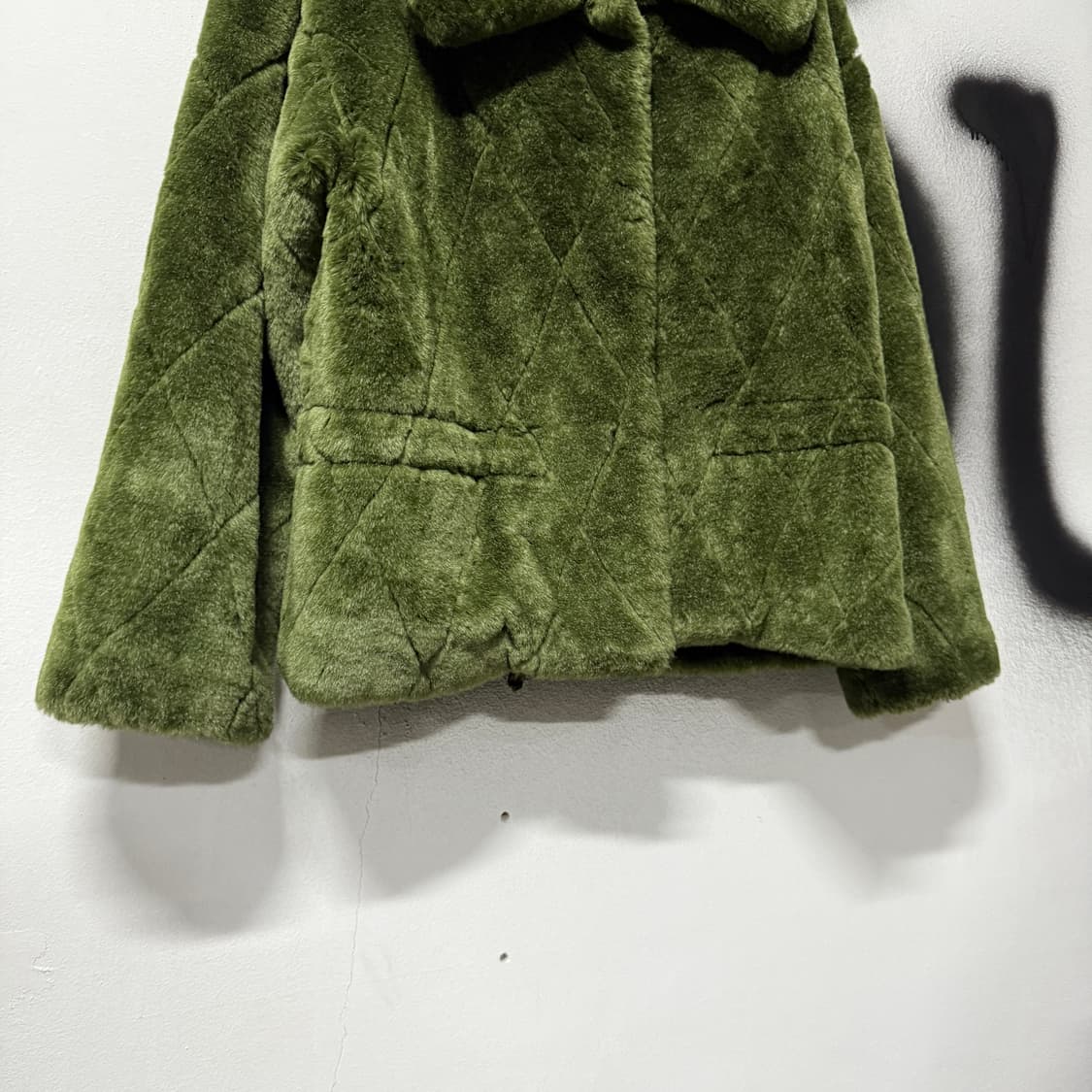 VTG 빈티지 올리브 그린 카라 숏 퍼 자켓 상품이미지4