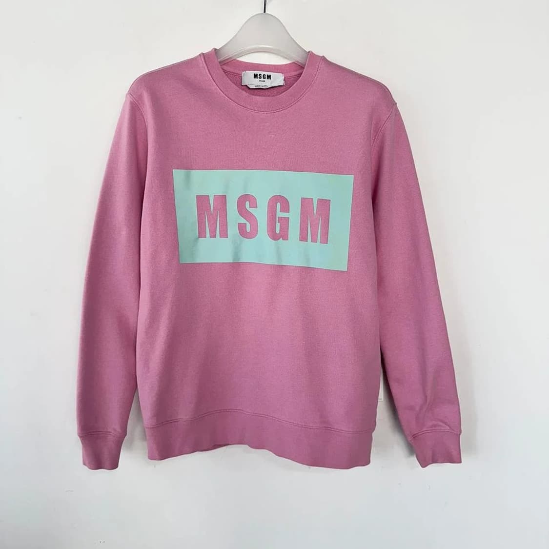 MSGM 박스 로고 핑크 스웨트셔츠 상품이미지1