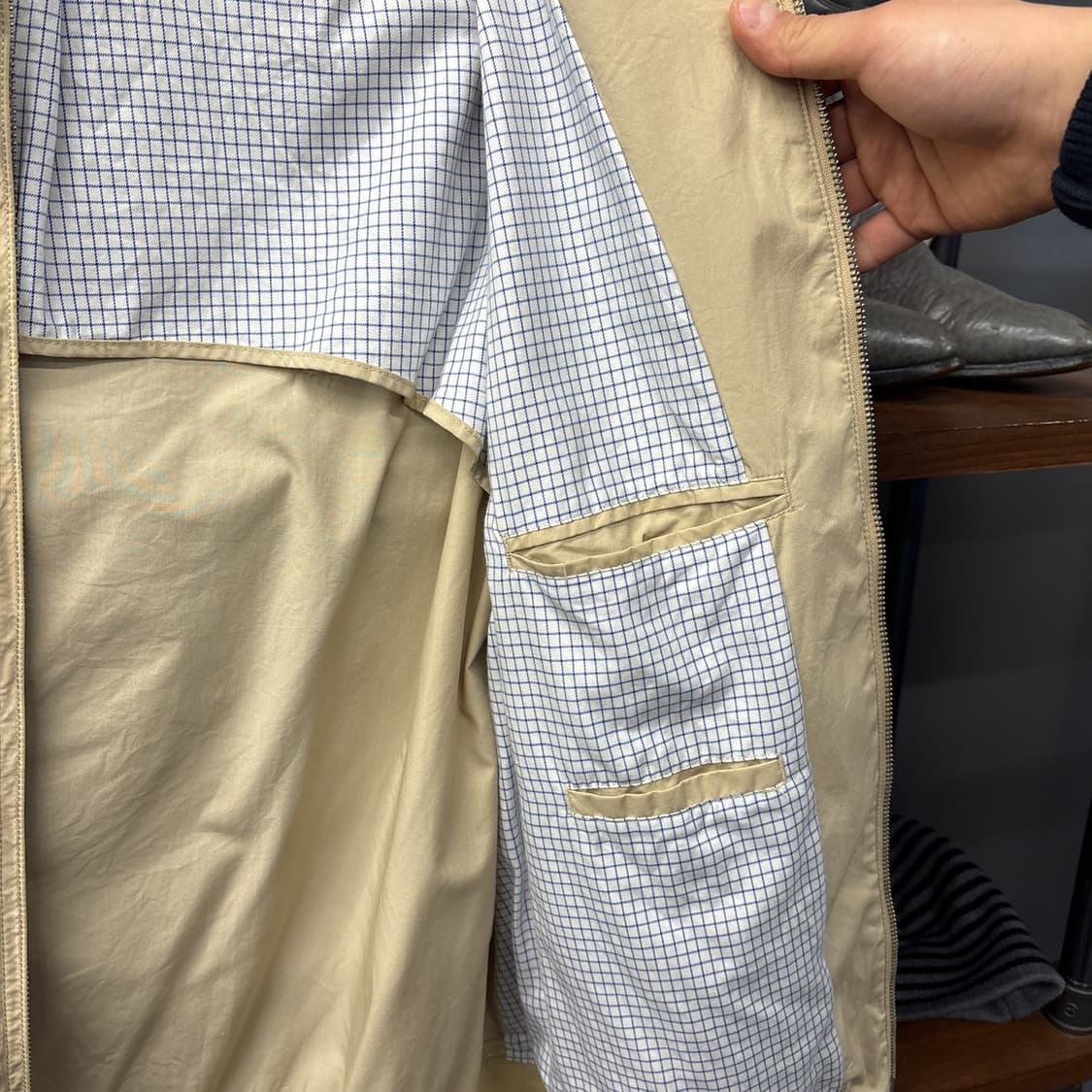 90s 폴로 랄프로렌 체크라이닝 바이스윙 헤링턴 자켓 베이지 N1169 상품이미지7