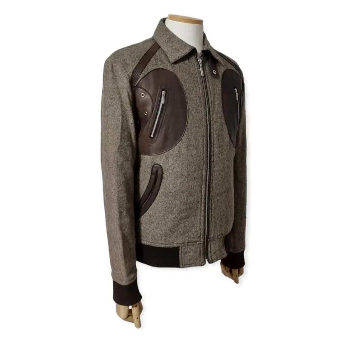 (M) 버버리헤링본자켓 버버리블랙라벨 버버리가죽자켓 상품이미지4