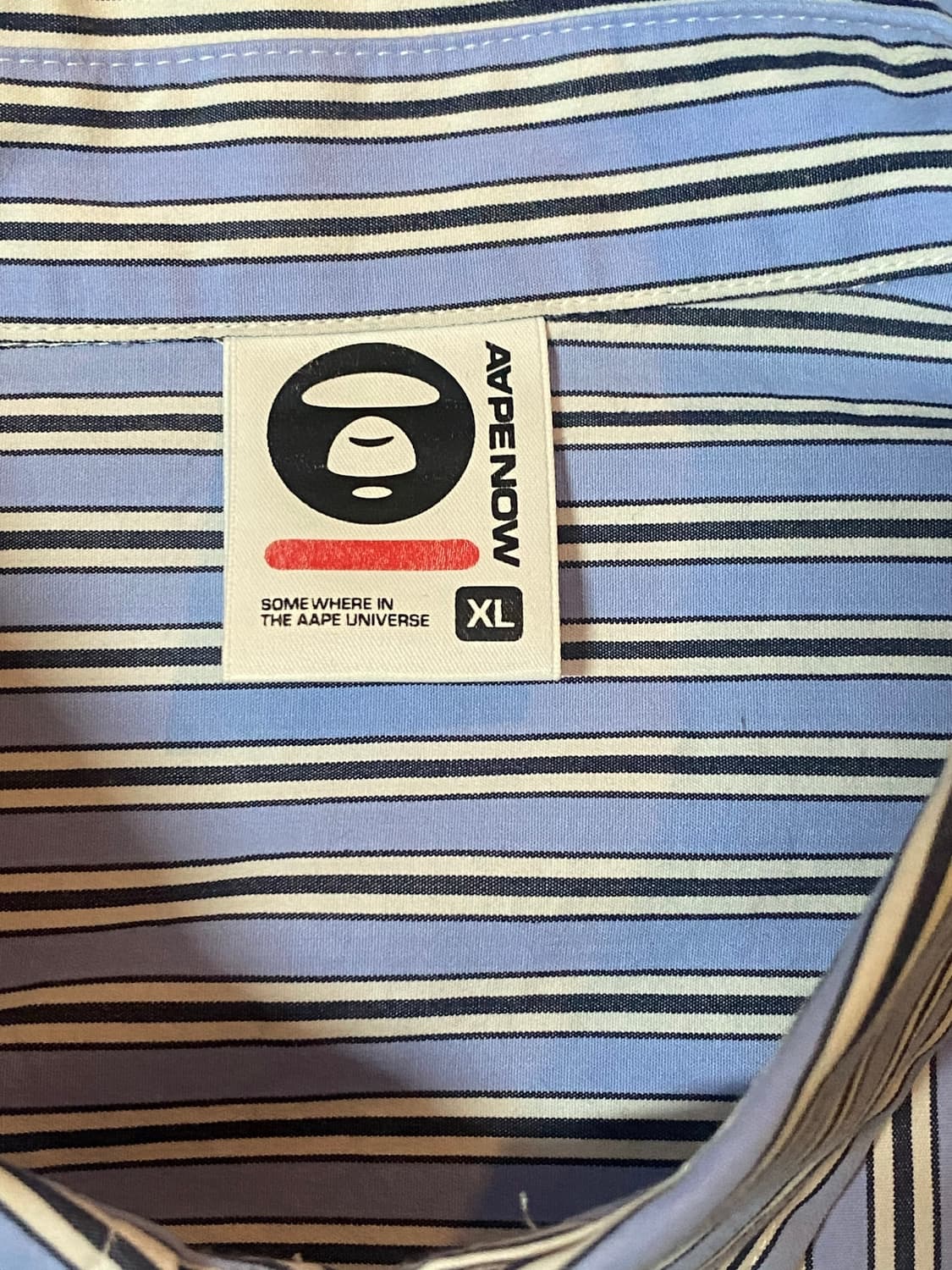 AAPE 에이프 베이프 나우 스트라이프 반팔 셔츠 라이트 블루 XL 상품이미지4