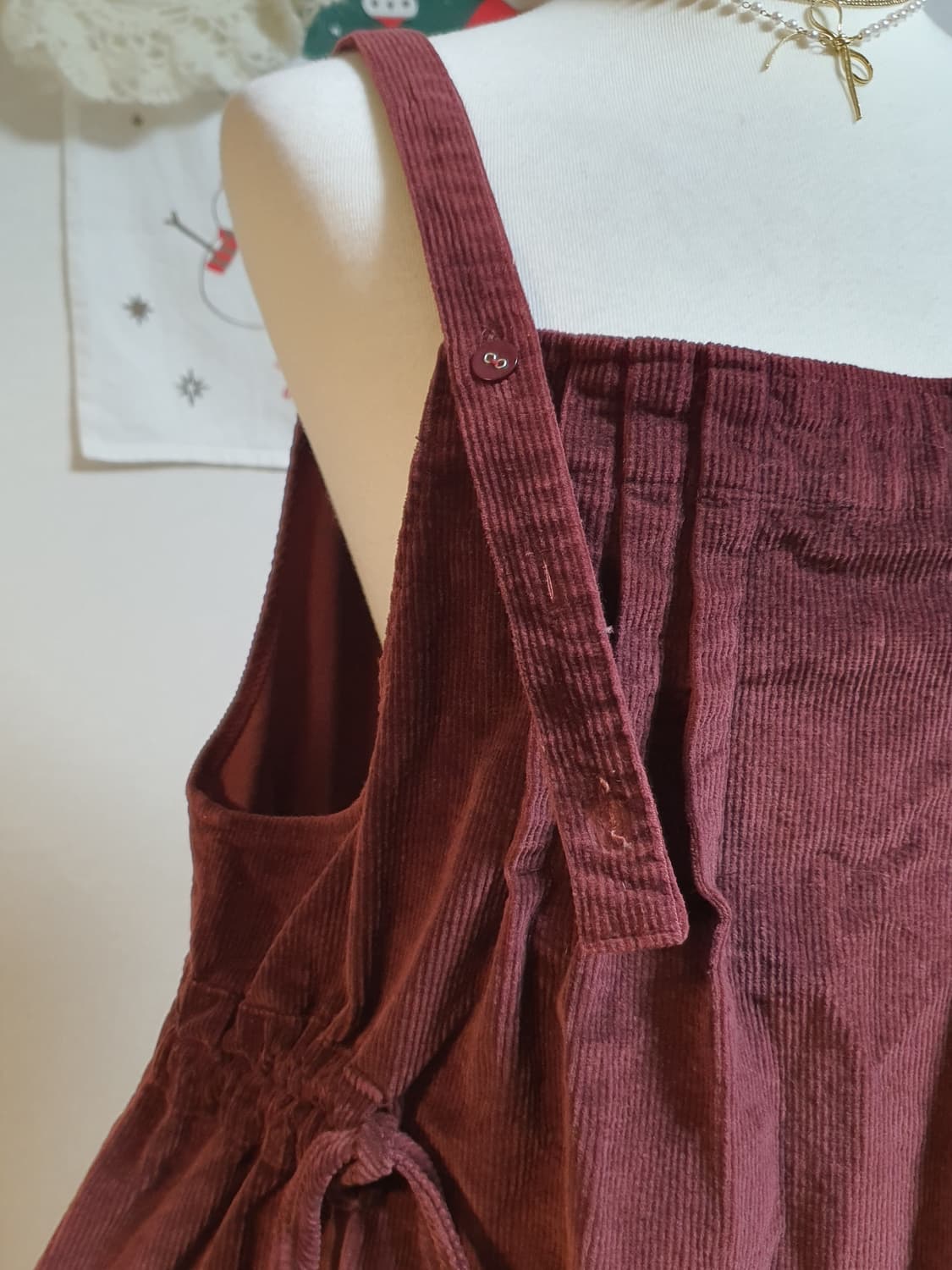 [모리걸] 코듀로이 멜빵 원피스 버건디 상품이미지2