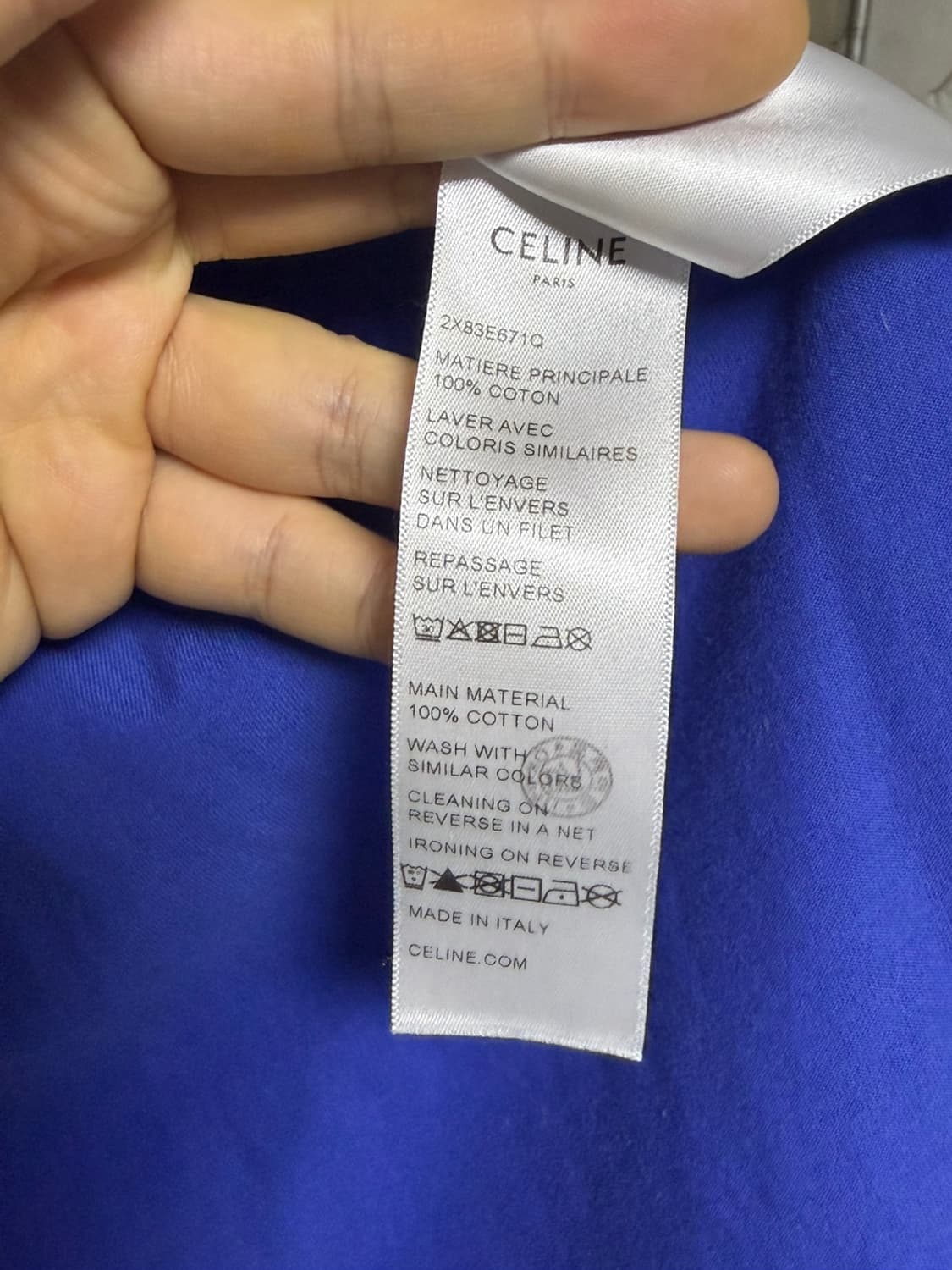 [L] 셀린느 나그랑 로얄블루 16 레터링 반팔티셔츠 상품이미지5