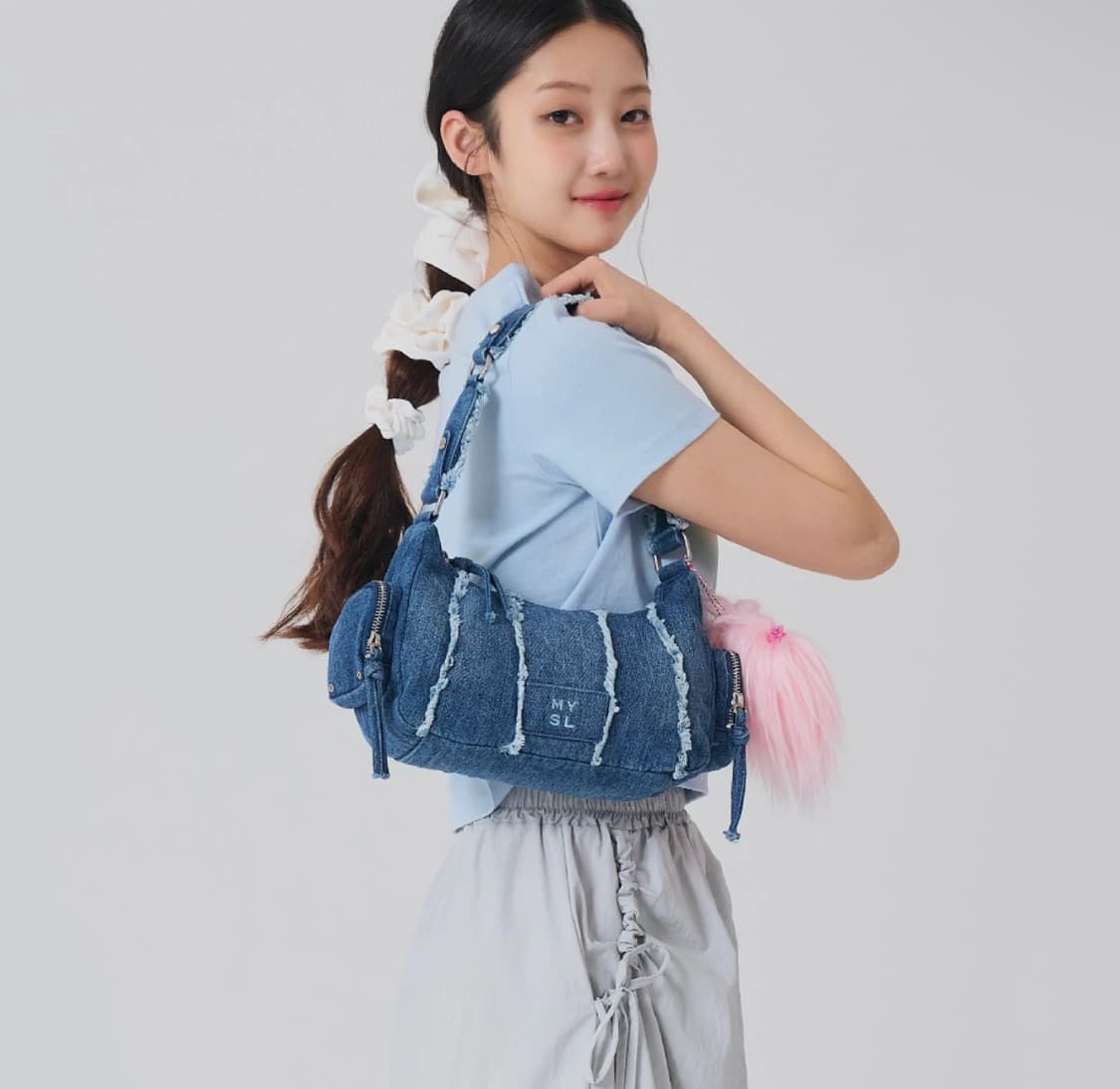 마이쉘 쉘 데님 숄더백 블루 myshell 상품이미지1