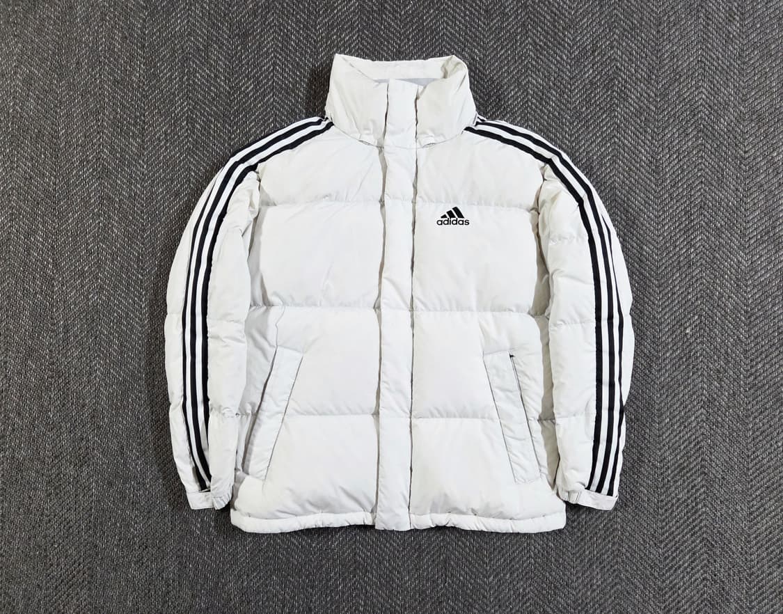 아디다스 Adidas 아이보리 화이트 삼선 퍼프 다운 패딩 상품이미지2
