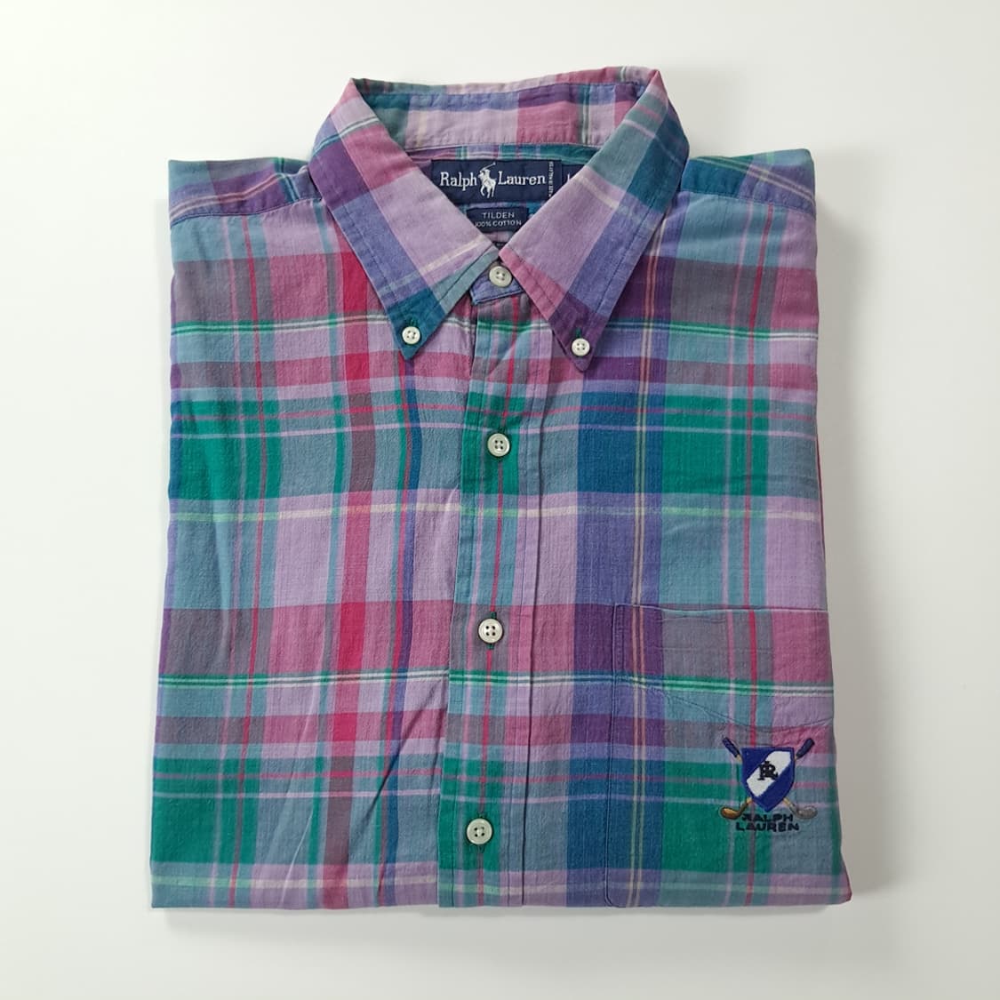 CK214 L 폴로 90s 마드라스체크 쉴드 엠블럼 셔츠 남방 상품이미지7