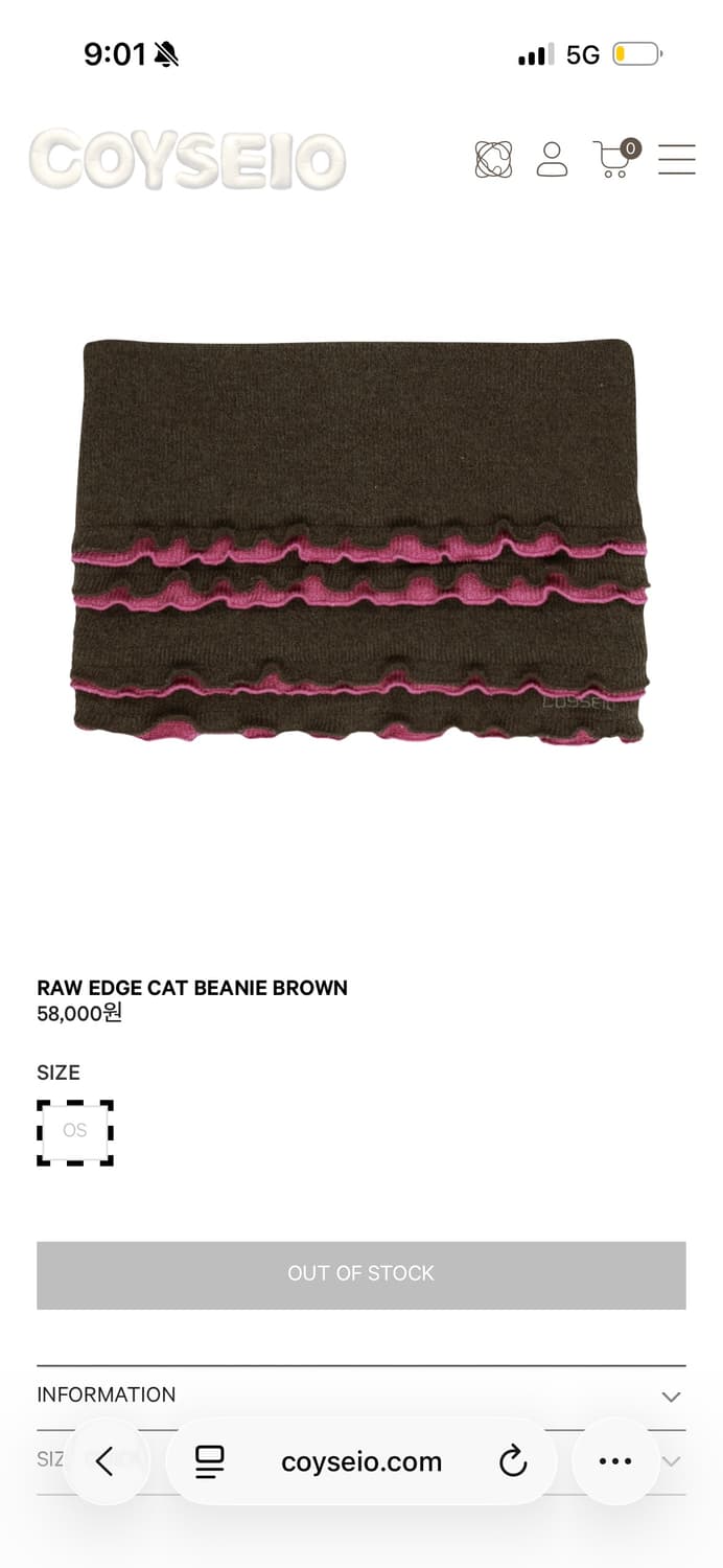 코이세이오 RAW EDGE CAT BEANIE BROWN 상품이미지1