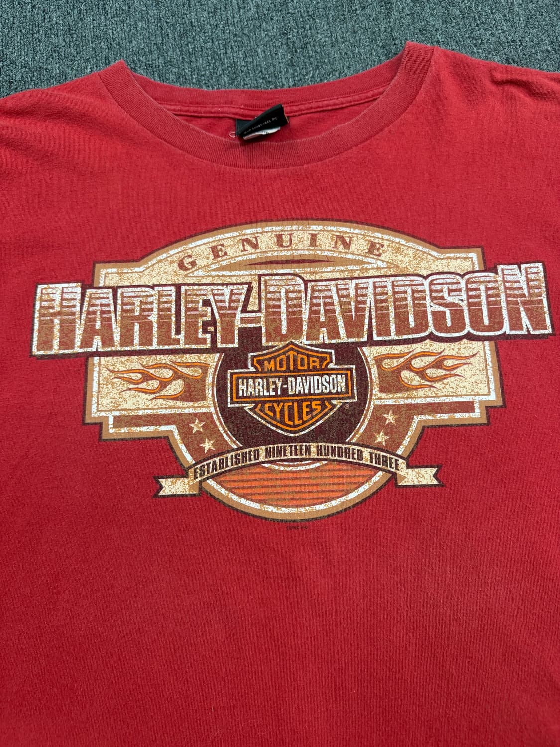 2XL) 할리데이비슨 빈티지 플레임 로고 프린팅 반팔 티셔츠 상품이미지3