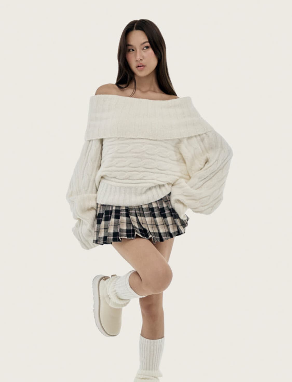 클리시어 치즈케이크 오프숄더 니트 상품이미지1