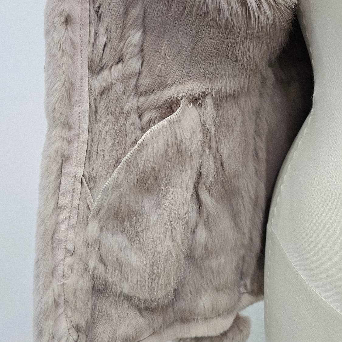 핑크 양가죽 렉스 토끼털 퍼 여성 무스탕 상품이미지7