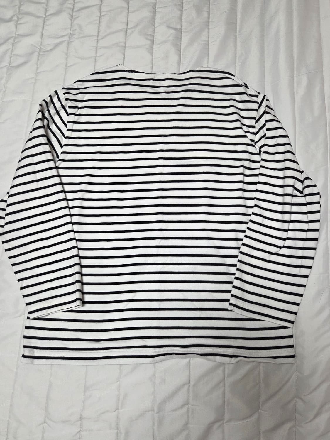 [xl]무탠다드 스트라이프 스트라이프 보트 넥  아이보리블랙 1회착 상품이미지4