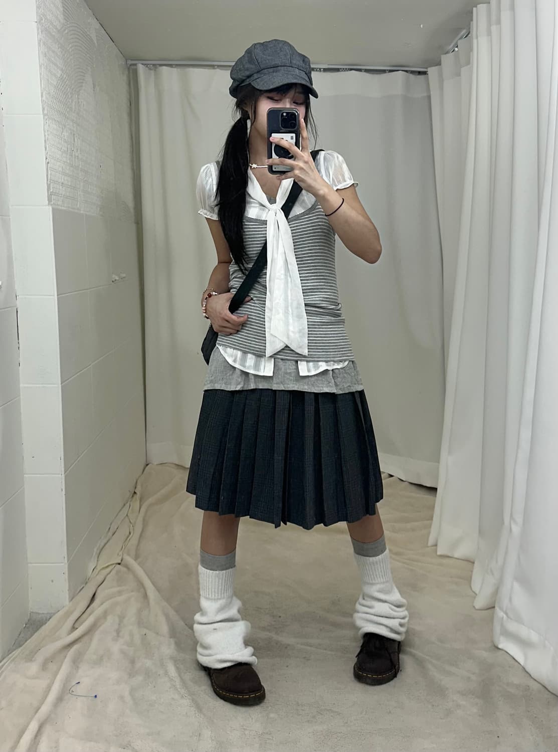 빈티지 모리걸 너드 니혼진 그레이 코디세트 상품이미지2