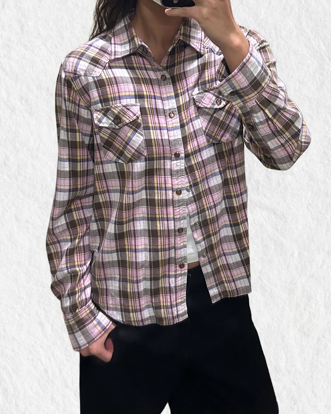 빈티지 핑크 코튼 긴팔셔츠 상품이미지5