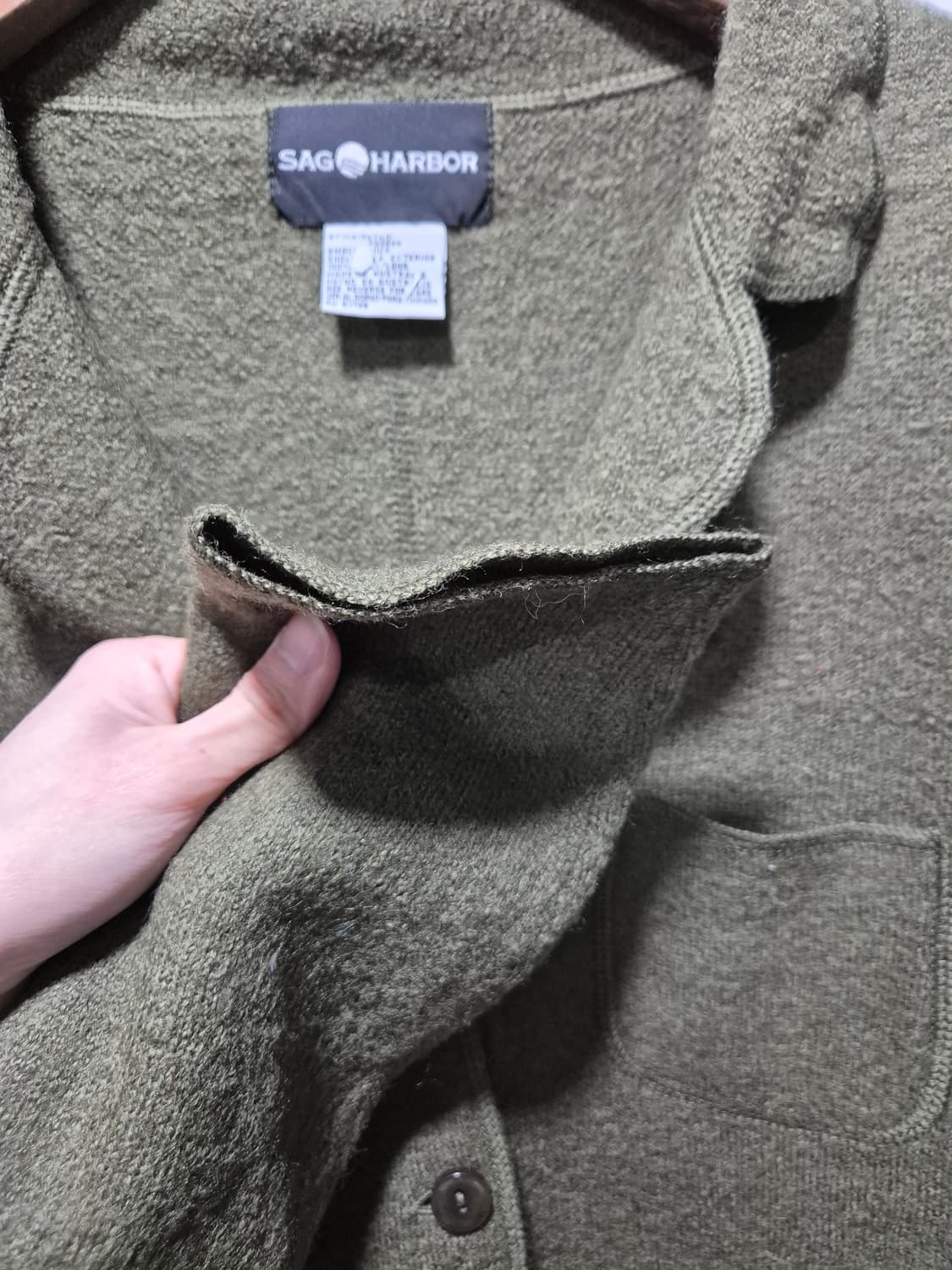 (세일)VTG.SAG HARBOR 올리브카키 압축울 가디건자켓 상품이미지7