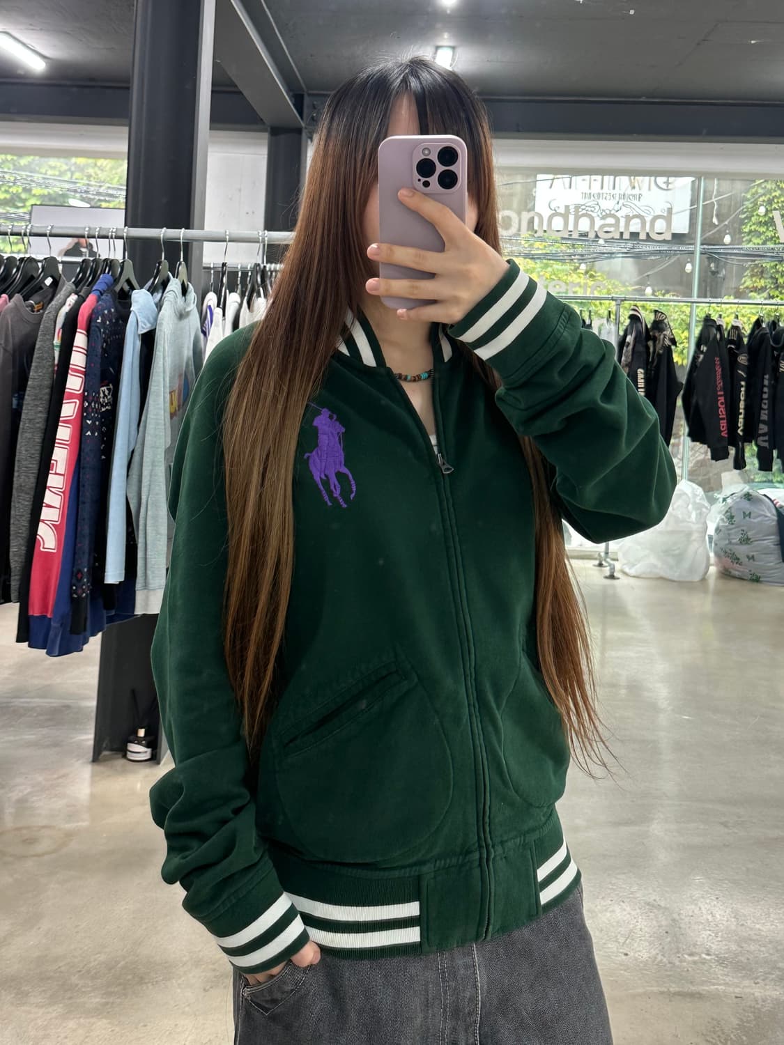 폴로 랄프로렌 빅포니 코튼 스타디움자켓 그린 상품이미지3