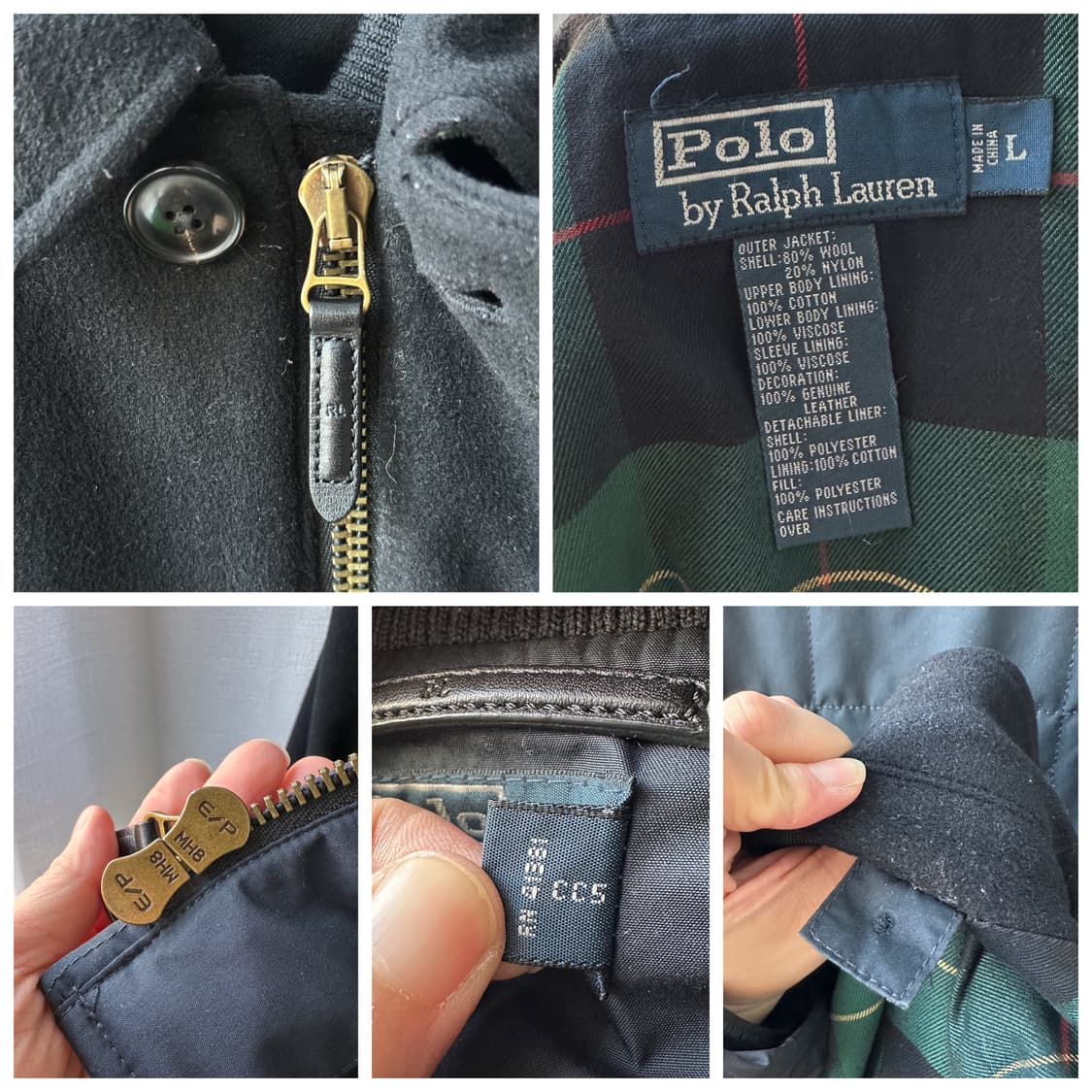 폴로 랄프로렌 투웨이 울 카코트 블랙 XL 상품이미지10