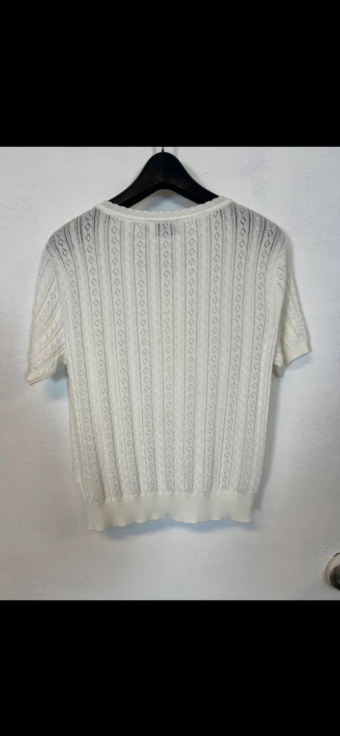 O132 WHO.AU 화이트 레이스 반팔 가디건 M 상품이미지2