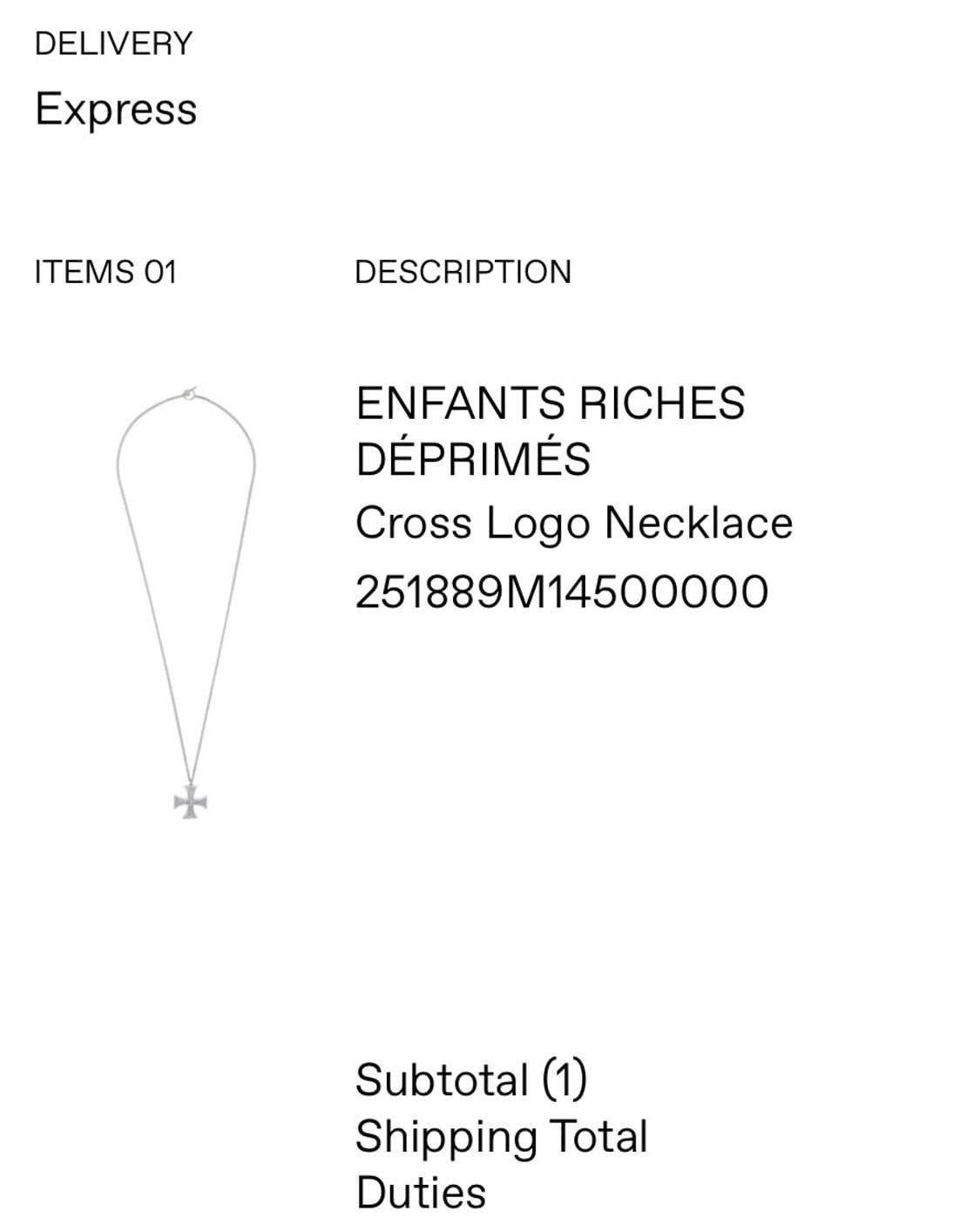 Enfants Riches Deprimes Cross Necklace 상품이미지5