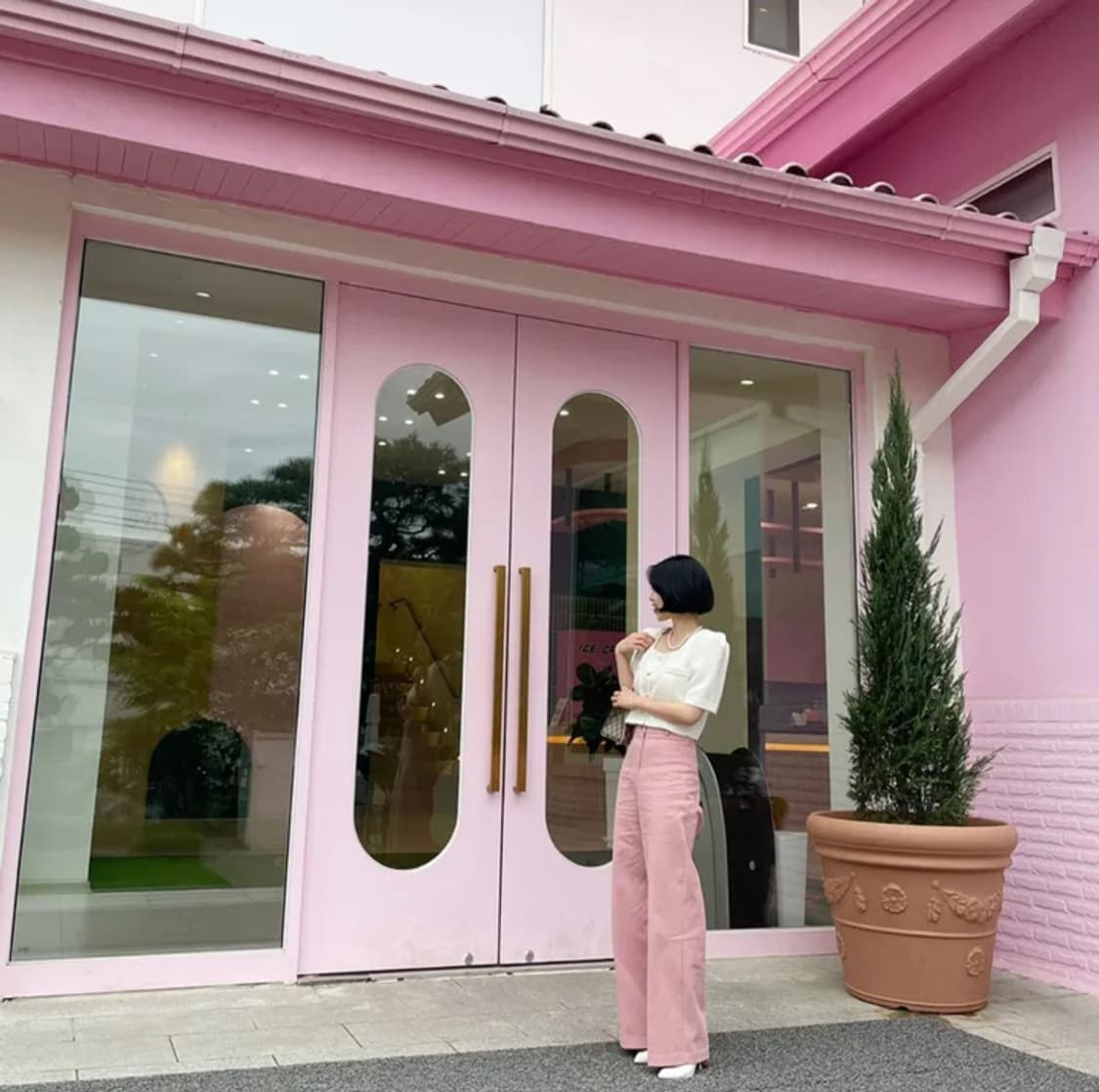 핑크 와이드 투포켓 면바지 새상품 상품이미지2