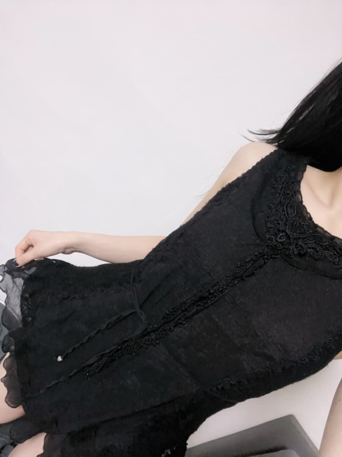 Black Lace Mini Dress 상품이미지1