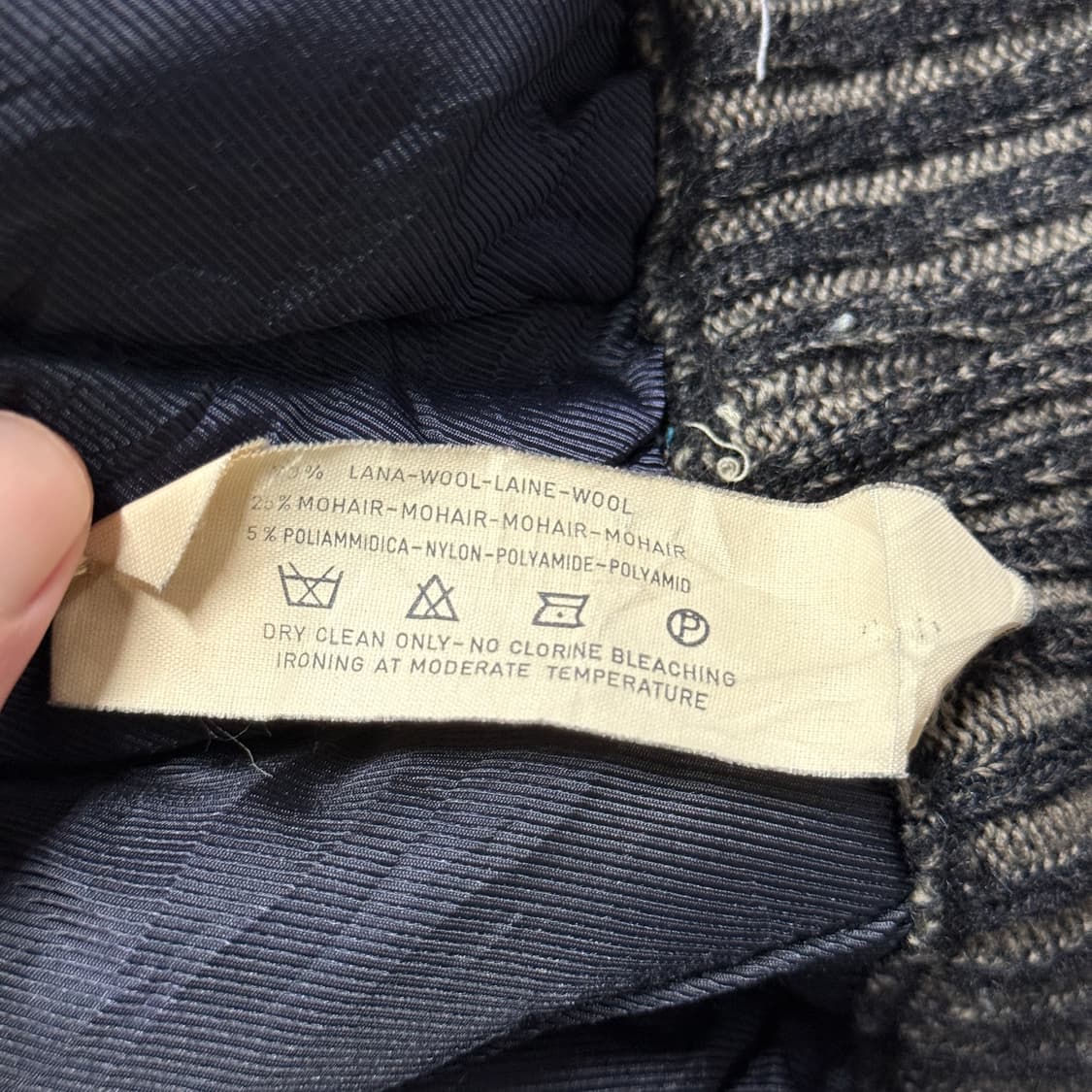 VTG 빈티지 에스닉 웨스턴 스타일 아가일 디테일 집업 울 니트 상품이미지5