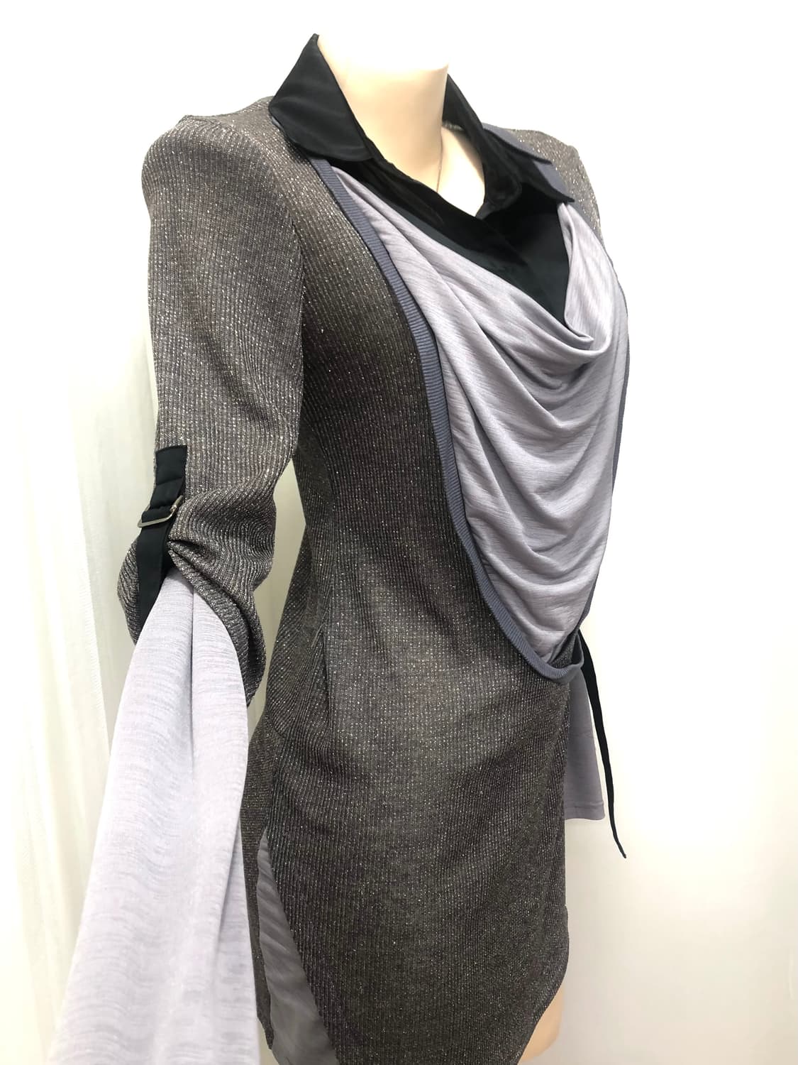 drape detail shirt layered glitter dress 상품이미지4