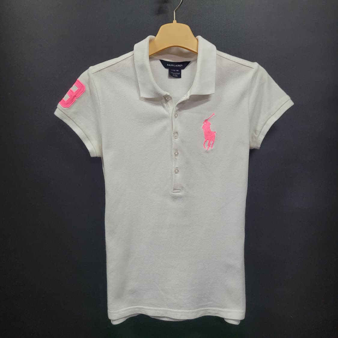 Ralph Lauren 랄프로렌 화이프 핑크 자수로고 빅포니 셔츠 상품이미지1