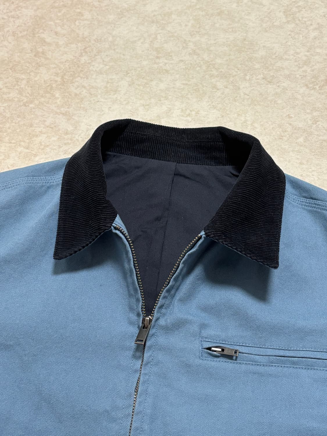 무탠다드 세미크롭 워크자켓 블루 그레이 M사이즈 상품이미지4