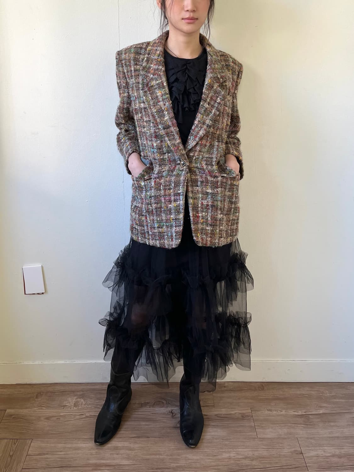 COeur 블랙 시스루 스커트 상품이미지7