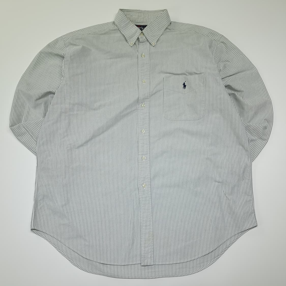 CL940 L 폴로 90s 빅셔츠 세이지그린 스트라이프 셔츠 상품이미지1