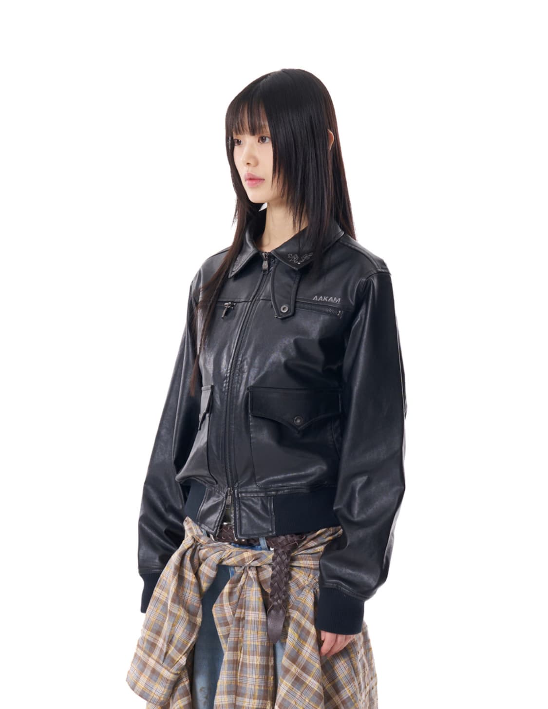 아캄 웨스턴 레더 자켓 블랙 상품이미지1