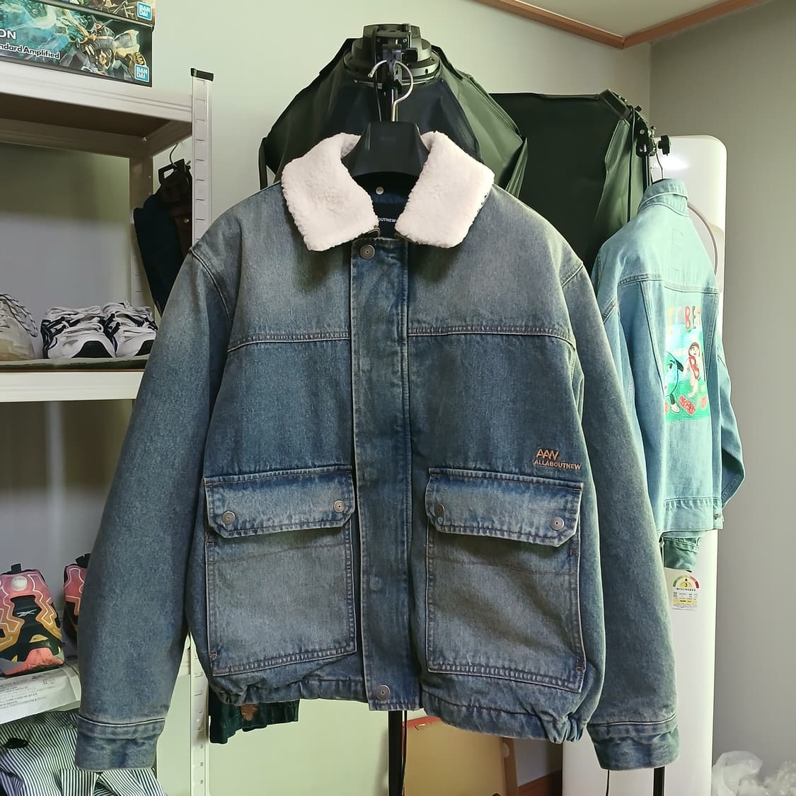 올어바웃뉴 쉐르파 탈부착 누빔 청자켓 패딩 데님 상품이미지1